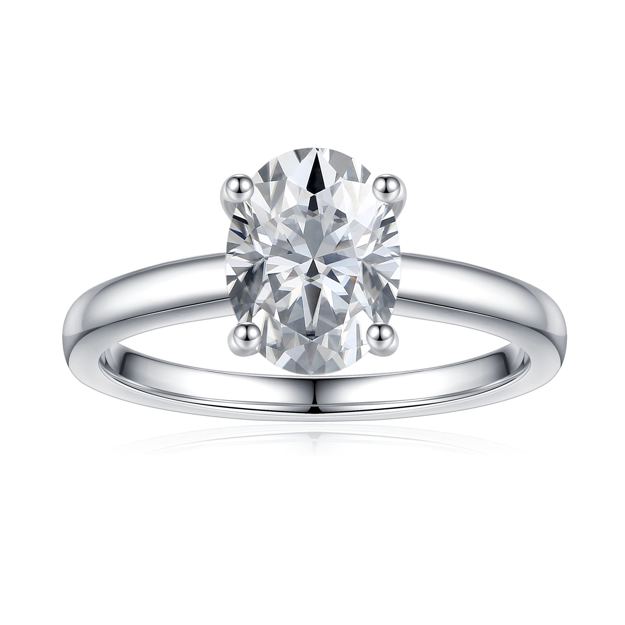 Turandoss 1.5 Carat Moissanite Four-Prongs Engagement Ring 925 Sterling Silver Oval Cut Diamond Ring Wedding Band Promise Wedding Rings for Women
