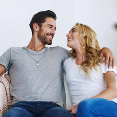 Turandoss Cross Necklace for Men, Silver Mens Necklaces Stainless Steel Cross Pendant Simple Jewelry Gifts