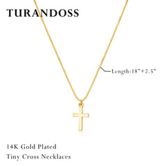Turandoss Mother's Day Gifts for Mom, 14K Gold Plated Cross Pendant Necklace for Women, Elegant Jewelry