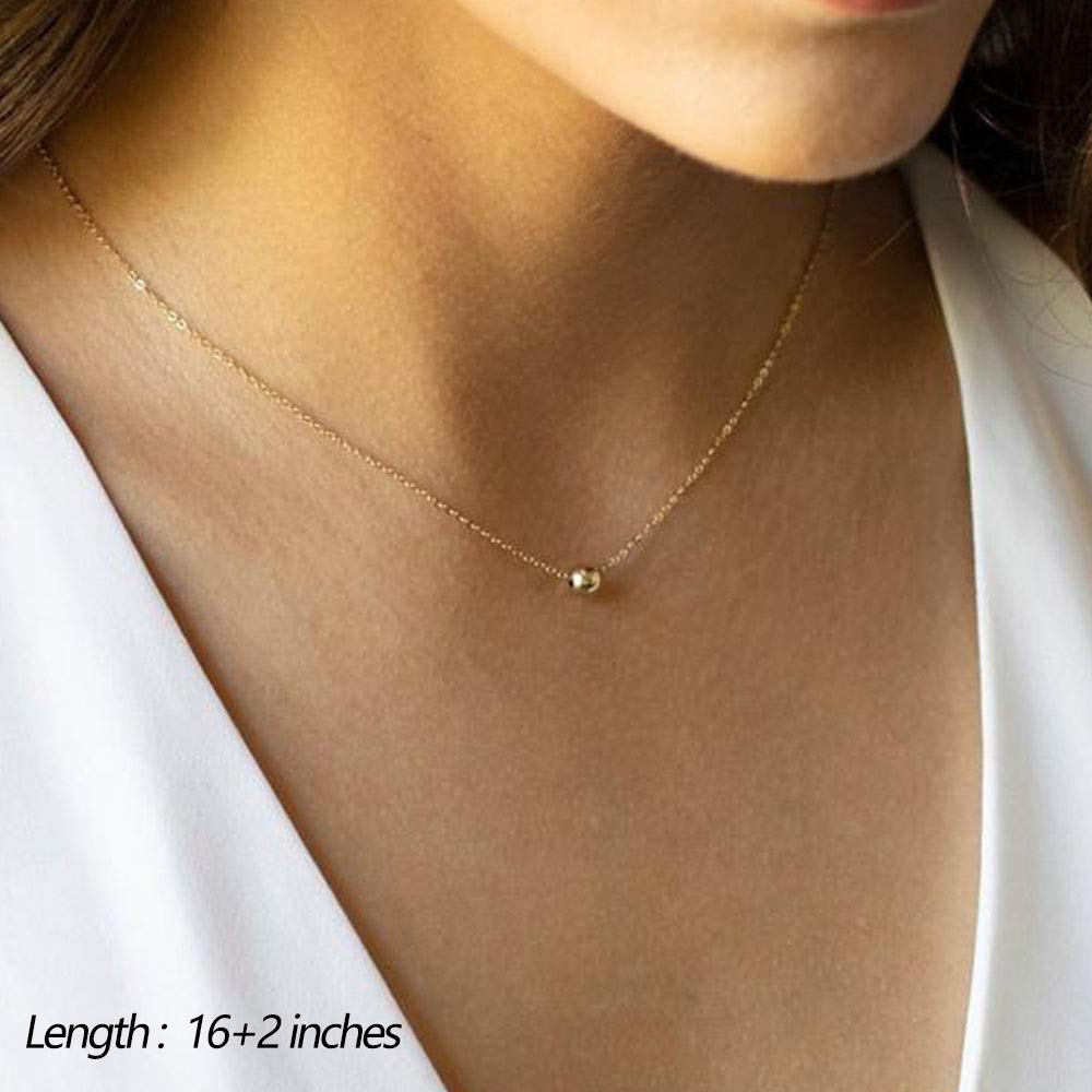 4PCS Bead&Bar&Hammered Disc&Rod Dainty Layered Choker Necklace