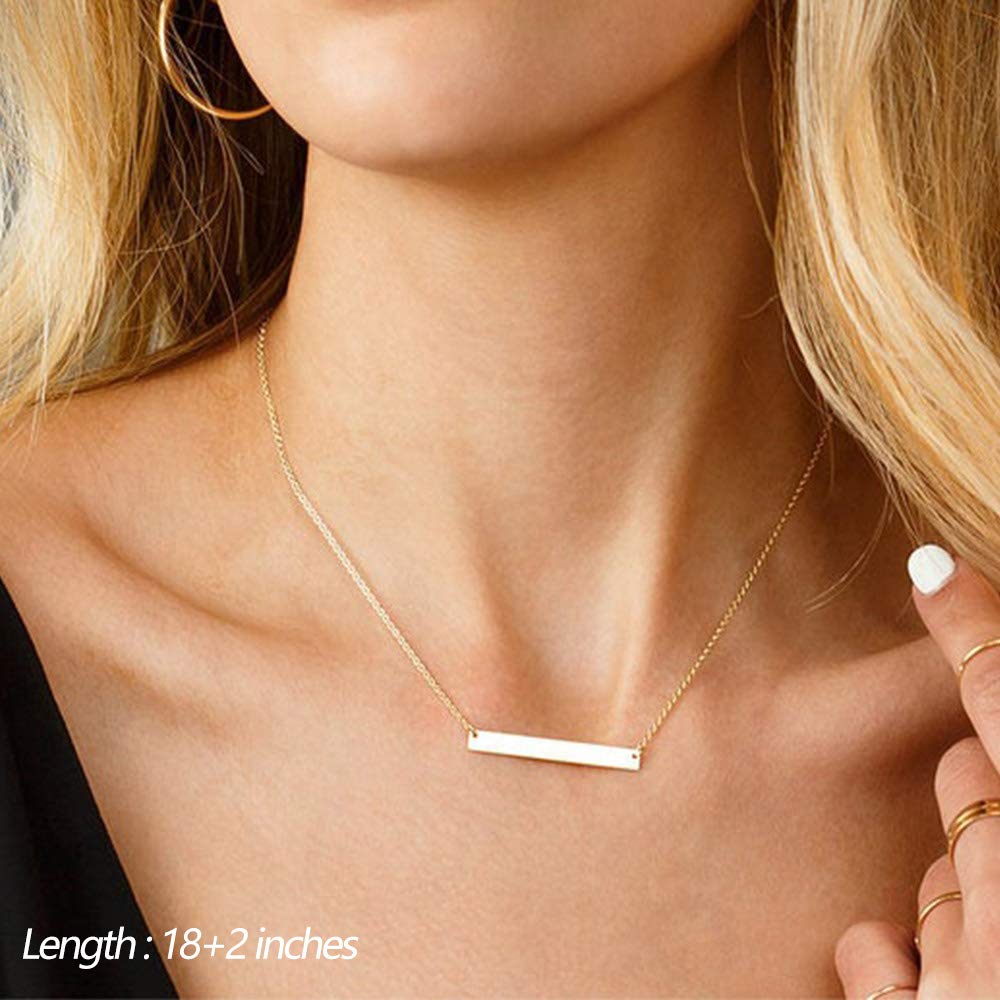 4PCS Bead&Bar&Hammered Disc&Rod Dainty Layered Choker Necklace