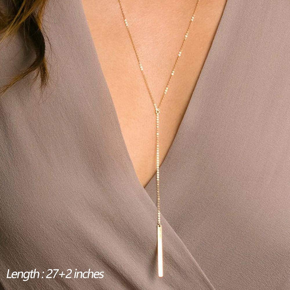 4PCS Bead&Bar&Hammered Disc&Rod Dainty Layered Choker Necklace
