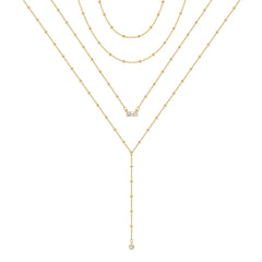 4PCS - Chain&Chain&Hammered Box&Bar Layered Necklaces for Women