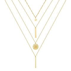 4PCS - Star&Bar&Sun&Bar Layered Necklaces for Women