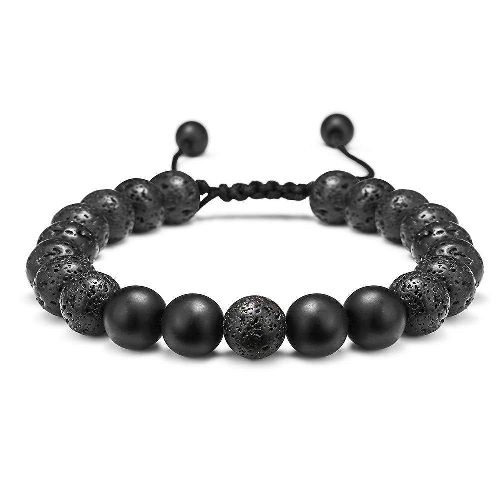 Turandoss Tiger Eye Beaded Stone Bracelet for Men Boys, 8mm Natural Stone Bead Bracelets, Father's Day Gifts for Men, Father, Husband, Adjustable