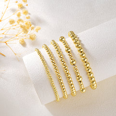 Turandoss 5PCS Gold Beaded Bracelets for Women Trendy - 18K Gold Layered Strech Bead Bracelet, Stack Bracelet, Christmas Gifts, Jewelry for Women