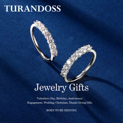 Turandoss Silver Wedding Moissanite Rings for Women, S925 Sterling Silver Diamond Ring for Women, Birthday Christmas Gift for Mom, Wife, Silver Jewelry