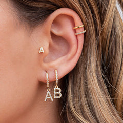 Turandoss 18K Gold Huggie Hoop Earrings for Girls Women - 1Pair Dainty Initial Cartilage Dangle Diamond Earring Hypoallergenic, Christmas Gifts