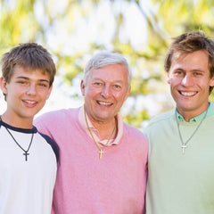 Turandoss 3PCS Silver Black Gold Cross Necklace for Men Boys, Stainless Steel Pendant Necklaces, Jewelry for Men, Birthday Gifts for Boys