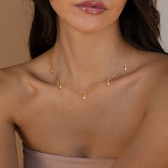 Turandoss 18K Gold Zircon Charm Necklace for Women - Dainty Gold Cubic Zirconia Choker Necklace, Wedding Prom Bridesmaids Jewelry Gifts, 15+2.5In
