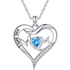 Turandoss Mom Gifts Mom Necklace 925 Sterling Silver Love Heart Birthstone Necklace Birthday Gifts for Mom from Daughter Son
