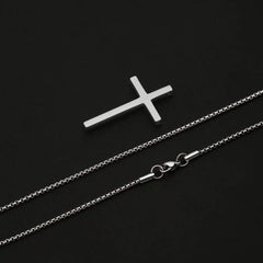 Turandoss Silver Cross Necklace for Men Boys, Stainless Steel Cross Pendant Mens Necklace, Birthday Gift for Him, Valentine's Day Gifts from Wife