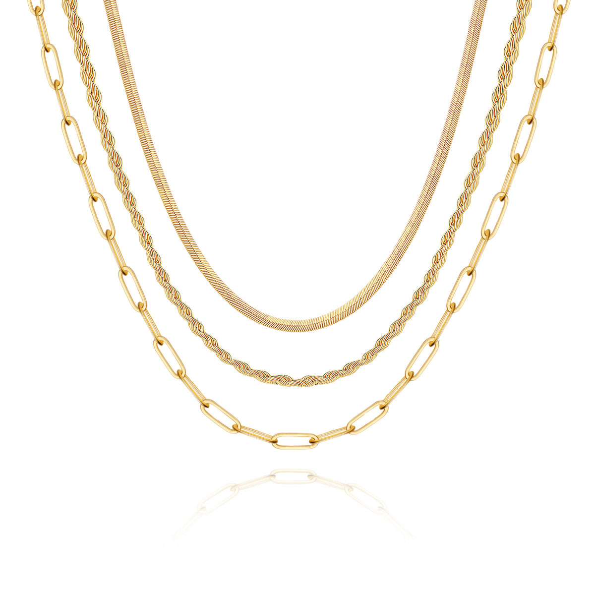 Turandoss 18K Gold Layered Necklaces for Women, Dainty Choker Chain Necklace, Snake Rope Paperclip Chain, Gold Jewelry for Women, Christmas Gifts