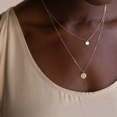 Turandoss 18K Gold Layered Necklaces for Women, Dainty Disc Stack Pendant Necklace, Birthday Gifts for Her, Valentine's Day Gift for Women Wife Mom