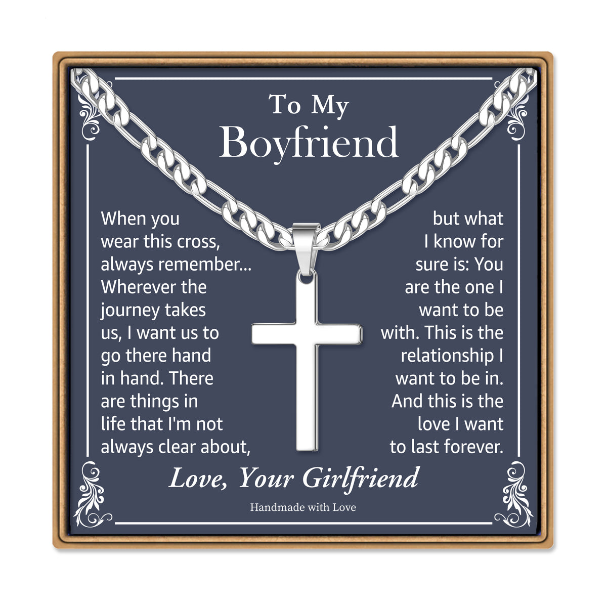 Turandoss Silver Cross Necklace for Men Boys, Birthday, Halloween, Christmas, New Year, Graduation, Father's Day Gifts for Boy Men Son Dad, 20In