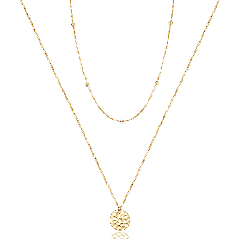 Turandoss 18K Gold Layered Necklaces for Women, Dainty Disc Stack Pendant Necklace, Birthday Gifts for Her, Valentine's Day Gift for Women Wife Mom