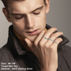 Turandoss S925 Sterling Silver Fidget Rings for Women Men- Dainty Silver Anxiety Spinner Ring with 10 Beads, Birthday Christmas Gifts for Women Men