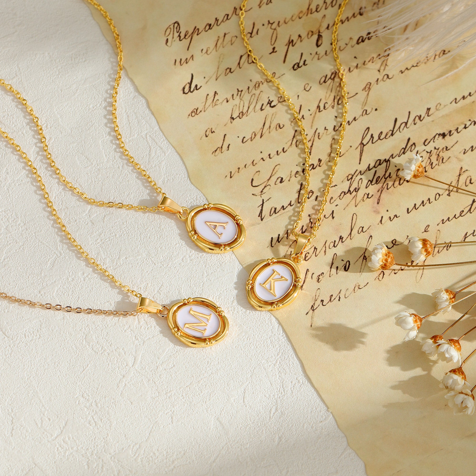 Oval Initial Necklace for Women Jewelry Gifts
