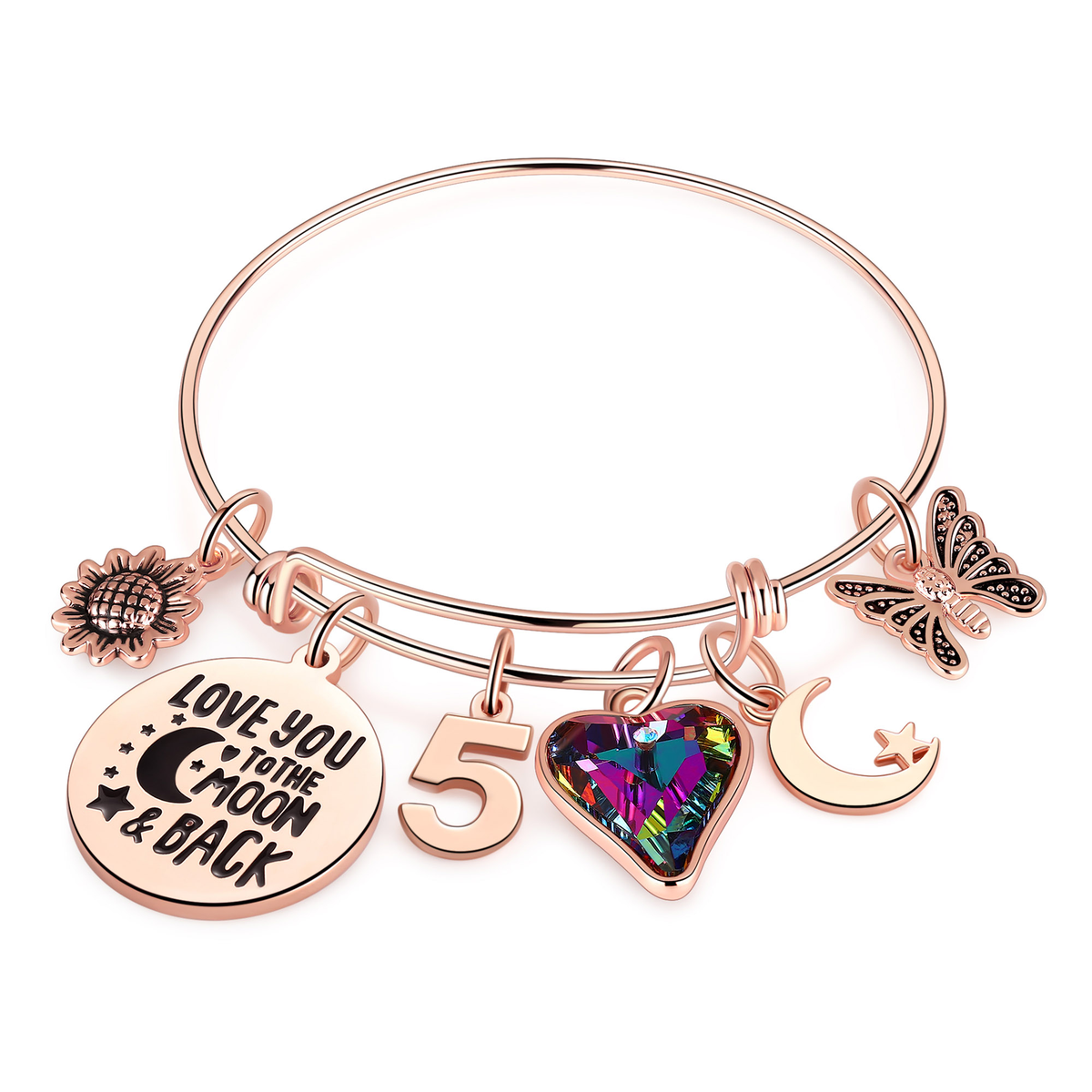 Turandoss Birthday Bracelet Gift for Girls Women, Year Old Gifts for Girls Kids, Heart Number Charm Bracelets, Happy 25th Birthday for Mom Wife Her