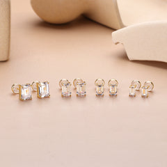Turandoss S925 Sterling Silver Stud Earrings for Women, Cubic Zirconia Hypoallergenic Flat Back Cartilage Earrings for Piercing, Christmas Gifts