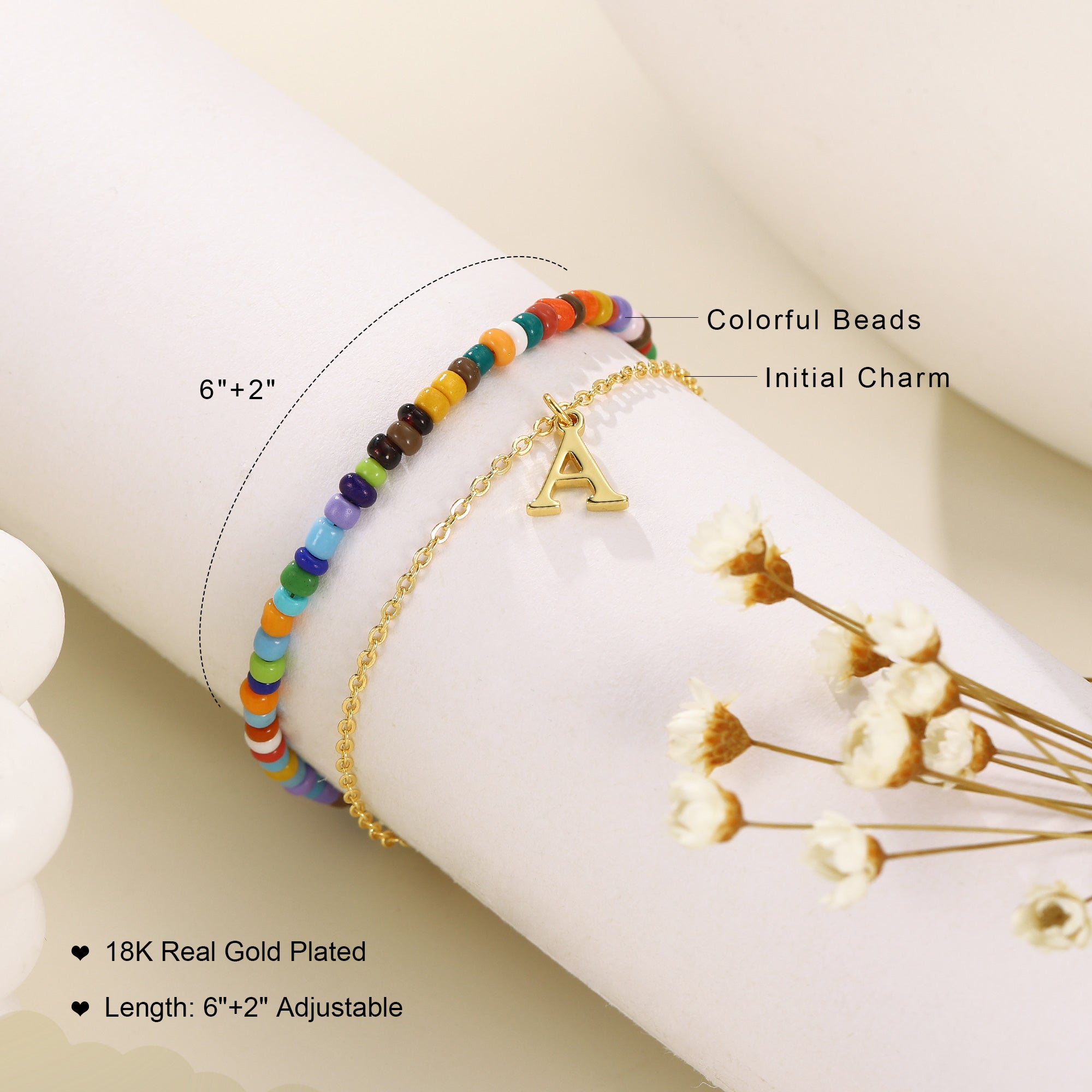 Cute Beaded Girls Bracelets A Initial Charm Bracelet