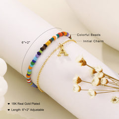 Cute Beaded Girls Bracelets A Initial Charm Bracelet
