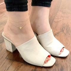 Turandoss Ankle Bracelets for Women, 14K Gold Plated Dainty Layered Heart Initial Anklets for Women Gifts