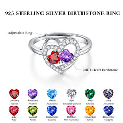 Turandoss Adjustable Ring for Women Double Birthstone Rings Mothers Day Birthday Anniversary Gifts for Women Wife
