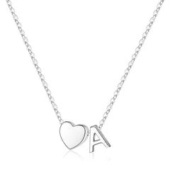 Turandoss S925 Sterling Silver Heart Initial Necklace for Women Girls, Silver Letter Heart Pendant Necklace, Birthday Gifts for Women Girls, 16+3In