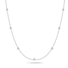 Turandoss Silver Chain Necklace for Women men, 1.6mm Satellite Bead Chain Sturdy Hypoallergenic, Dainty Silver Jewelry for Women Men, 16-22 Inches