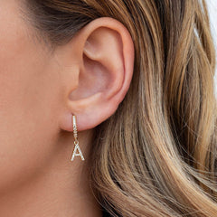 Turandoss 18K Gold Huggie Hoop Earrings for Girls Women - 1Pair Dainty Initial Cartilage Dangle Diamond Earring Hypoallergenic, Christmas Gifts