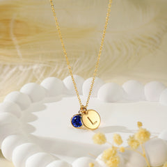 Turandoss Dainty Gold Disc Initial Necklace for Women Girls, Blue Tanzanite December Birthstone Necklaces for Her, Birthday Gifts for Wife Mom Girls