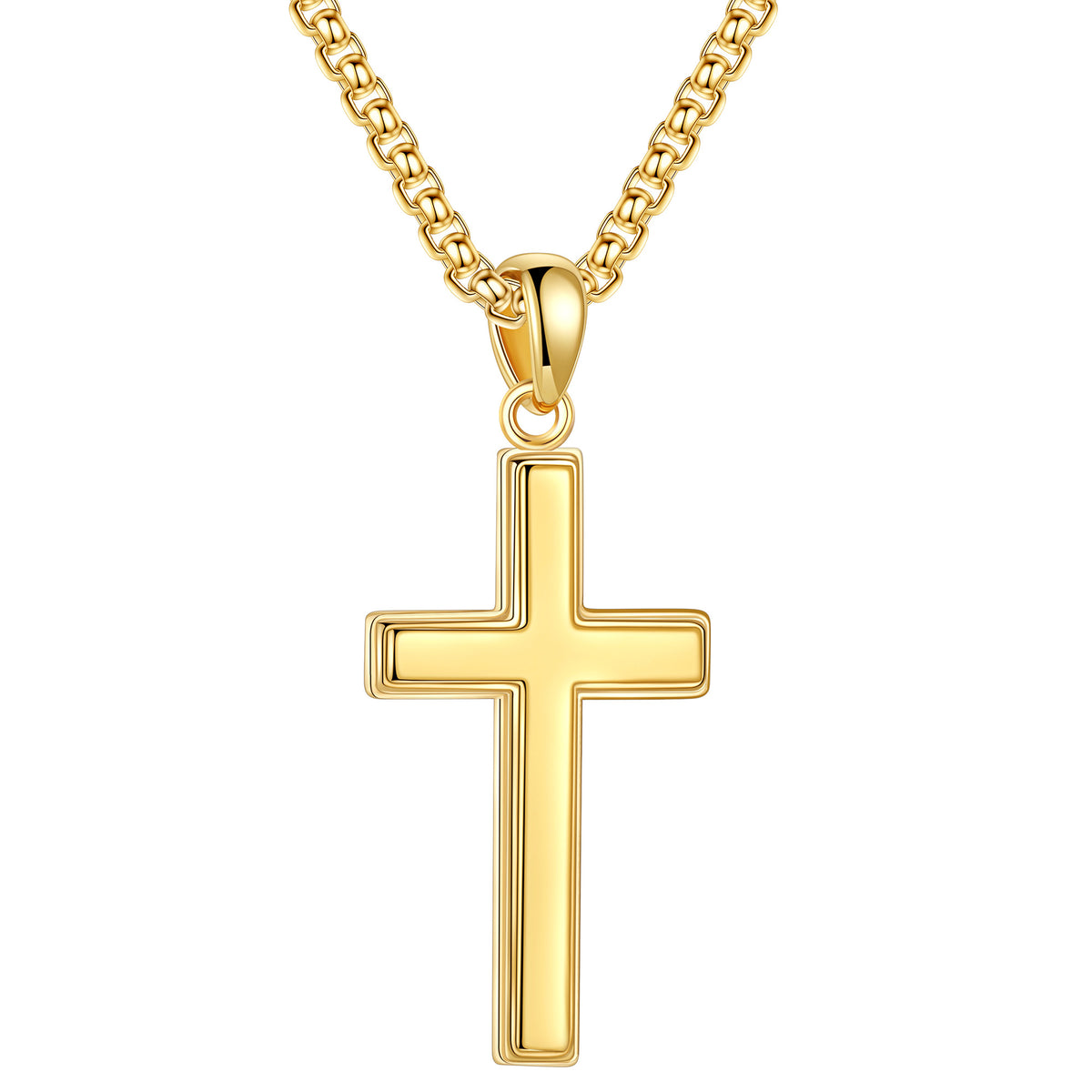 Turandoss S925 Sterling Silver Cross Necklace for Men Boys, Cross Pendant Mens Necklaces, Birthday Gift for Him, Valentine's Day Gifts from Wife