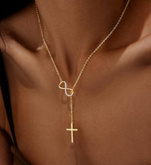 Turandoss 18K Gold Cross Necklace for Women Girls - Dainty Y-Shaped Cross Pendant Necklace, Gold Jewelry for Women, Birthday Gifts for Girls