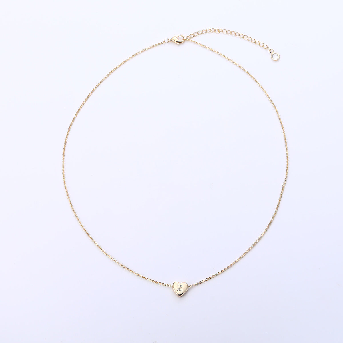 WISHSTAR Dainty 14k Plated Gold Heart Pendant Choker Necklace for Women Girls, Adjustable Heart Initial Necklace, Gold Jewelry, Gift for Women