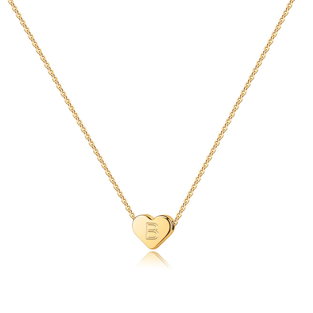 Turandoss Heart Initial Necklace for Girls - Dainty 14K Gold Plated Pendant Letter Alphabet Necklace, Gifts for Women Teens Jewelry