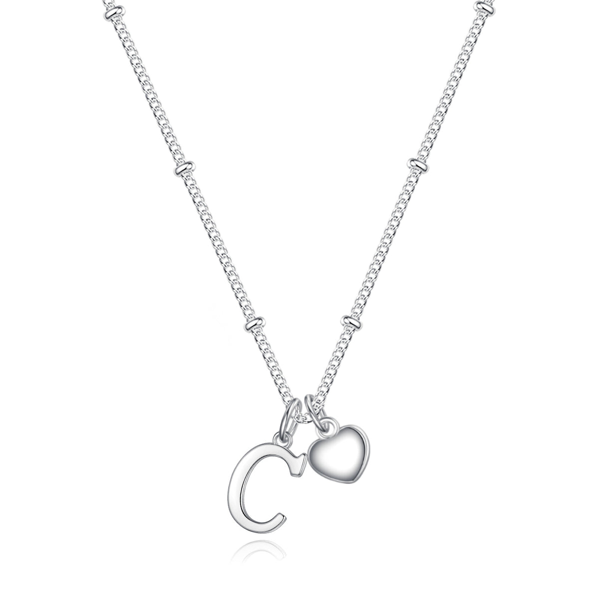 Turandoss Heart Initial Necklaces for Girls - Teen Girl Gifts Dainty Heart Pendant Silver Initial Necklaces for Women Jewelry