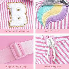 Turandoss Initial Unicorn Crossbody Bags for Kids Girls,Cute Sling Bag, Fanny Pack for Kids, Personalized Birthday Gifts for 6-13 Year Old Girl