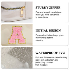 Turandoss Clear Toiletry Makeup Bag for Women Girls, Initial Makeup Pouch, Travel Essentials, Personalized Birthday Gifts for Women Teen Girl Kids