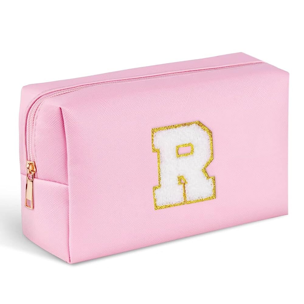 Turandoss Initial Makeup Bag for Women Girls, Waterproof Travel Makeup Bags, Travel Essentials, Personalized Birthday Gifts for Women Teen Girl Kids