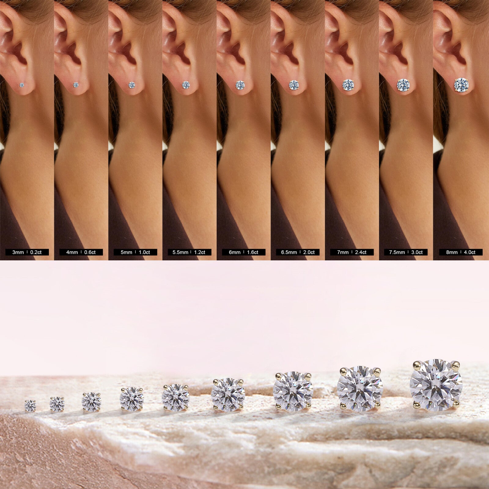 Turandoss 0.2-4ct Moissanite Screw Back Earrings, Round D Color VVS1 Clarity Conflict Free Lab Created Moissanite Stud Earrings 14K White Yellow Rose Gold Vermeil for Women & Men Gift