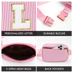 Turandoss Initial Fanny Pack for Women Girls, Small Crossbody Bag Belt Sling Bag, Travel Purse for Women, Birthday Gifts for 6-13 Year Old Girl