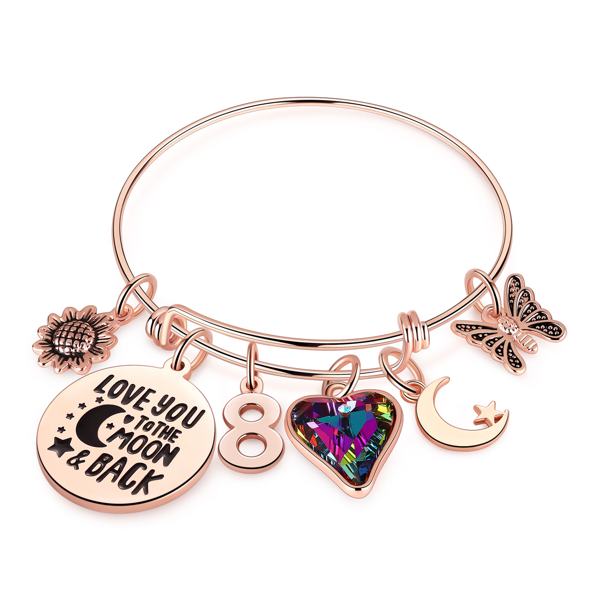 Turandoss Birthday Bracelet Gift for Girls Women, Year Old Gifts for Girls Kids, Heart Number Charm Bracelets, Happy 25th Birthday for Mom Wife Her