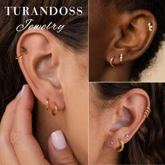 Turandoss 4 Pairs Surgical Steel Hoop Earrings for Men Women, 10 mm Small Huggie Earrings Men Hypoallergenic, Jewelry for women, Birthday Gifts