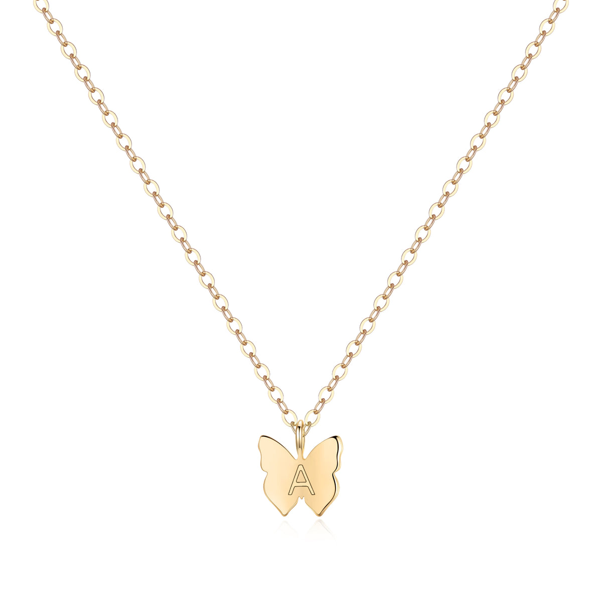 Turandoss 18K Gold Butterfly Initial Necklace for Girls Women, Dainty Letter Choker Necklace, Butterfly Birthday Gifts for Girls, Gold Jewelry, 14+2In