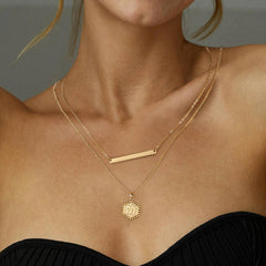 Gold Layered Initial hexagon letter Necklace for Women