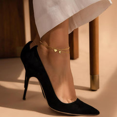 Turandoss 14K Gold Plated Initial Ankle Bracelets for Women - Layered Heart Letter A-Z Dainty Anklets for Women Waterproof, Anklets Jewelry Personalized Birthday Gifts for Women Teen Girls