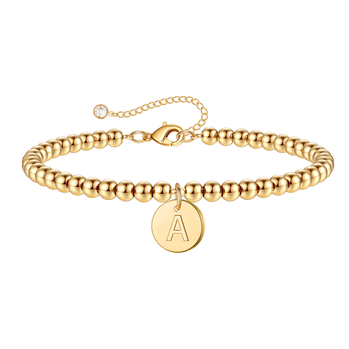 Turandoss 18K Gold Initial Bracelets for Women Girls - Dainty Initial Disc Charm Bracelets, Beaded Letter Bracelet for Kid, Christmas Jewelry Gifts