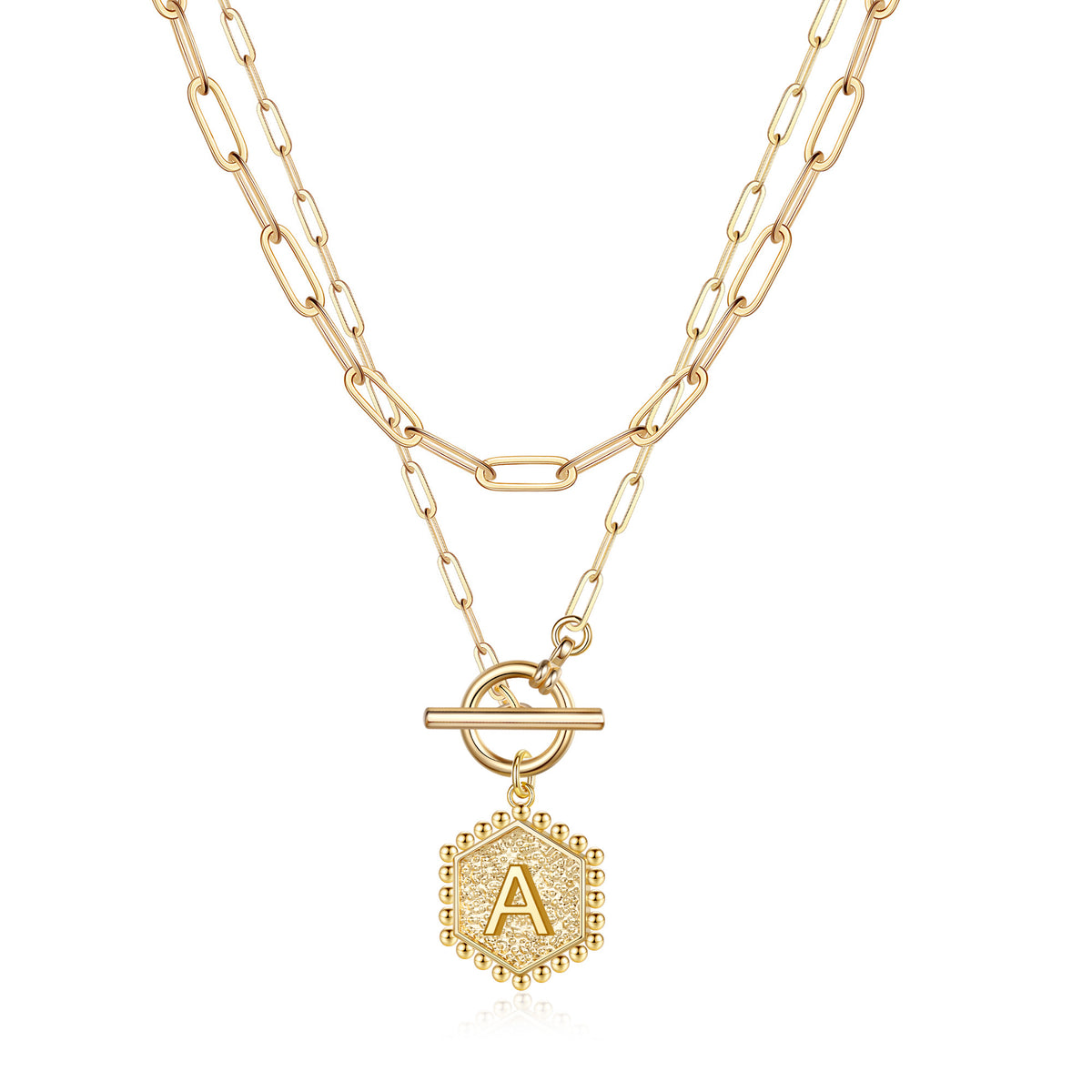 Turandoss Gold Plated Initial Necklace for Women Girl, Pendant Tag Letter Necklaces, Jewelry, Graduation Gifts for Women, Girls, 2026, 14+2.5/20In