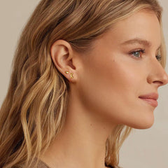 Turandoss 18K Gold Initial Stud Earrings for Women Girls - Dainty 3 Pairs Letter Heart Diamond Earring Hypoallergenic , Christmas Gifts for Girls